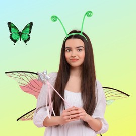Delfd 4 Count Green Butterfly Antenna Headband for Women and Men – Ladybug Antenna Headband for Adult Insect Costume, Bug or Fly Costume Accessory