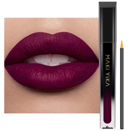 Dark Purple Lipstick Matte, Burgundy Lipstick Liquid for Women Long Lasting Smudge Proof, Waterproof Lip Stain Kiss Proof & Cruelty Free, GOTHIC PLUM