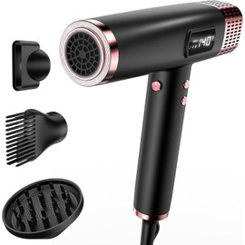 Dual Voltage Travel Hair Dryer with Diffuser, 1875W Ionic,Black