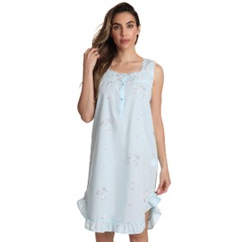 Dreamcrest - Camisón suave y sedoso para mujer, Azul Seersucker, M