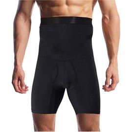 Zleufirty Men's Belly Wrap Pants, Compression Spats, Open Front, Shaping Shorts, High Waist, Men's Compression Leggings, Sports, Tummy Tights, Compression Tights, Men's, Black