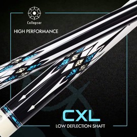 Collapsar CXL200 Pool Cue with 1X1 Hard Case,Low Deflection Shaft 13mm Black Tip Billiard Ques Sticks,58" 2-Pieces 19 oz Professional Pool Stick Set