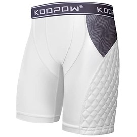 KOOPOW Adult Padded Sliding Shorts Men Slider Shorts Sliding Pads with Cup Pocket for Baseball, Football, Lacrosse, Hockey