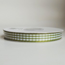 Polyester Gingham Ribbon, 3/8-inch, 25-Yard (Moss Green)