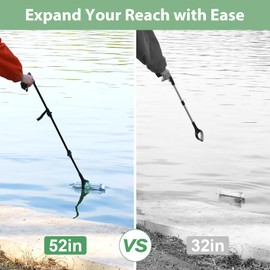 52" Extra Long Grabber Reacher Tool, Foldable Reacher Grabber Pickup Tool with Strong Magnetic & 360° Rotating Anti-Slip Jaw, Extension Trash Picker Upper Grabber for Indoor & Outdoor