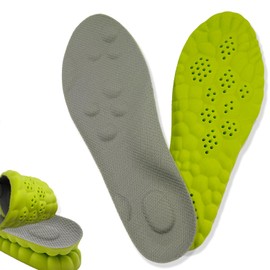4D Cloud Massage Shoe Insoles for Women Men, Memory Foam Insoles with Arch Support for All-Day Comfort(Green, Men 8 / Women 9)