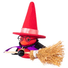 wonuu Car Rubber Duck Decoration,Car Ornaments Duck Car Dashboard Decorations Accessories with Magic Hat Broom Necklace and Sunglasses,red