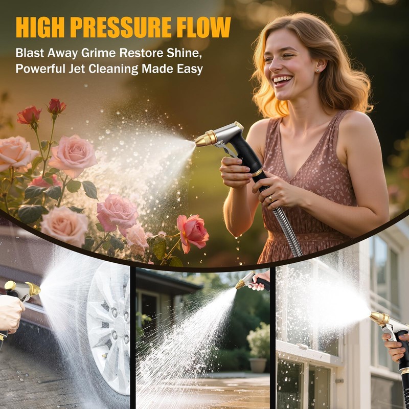 Heavy Duty Brass Garden Hose Nozzle High Pressure Metal Water