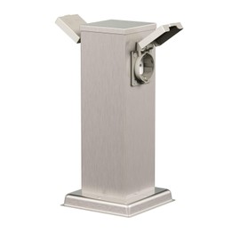 ledscom.de ledscom.de Garten Steckdosens?ule Polly f1r au?en, IP44, 2-Fach, Edelstahl, Edelstahl, eckig, 27 cm
