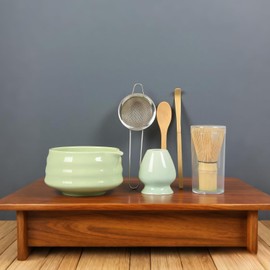 Yumzxin 6Pcs Japanese Matcha Tea Set Kit - Traditional Bamboo Whisk (Chasen), Scoop, Spoon, Stainless Steel Sifter, Ceramic Bowl & Holder - Complete Accessories