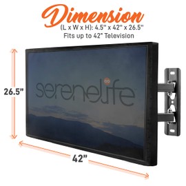 SereneLife Outdoor/Indoor Full TV Cover - Weatherproof and Dust-Proof TV Screen Protector, Resistant TV Enclosure Offers 360° Coverage with Bottom Cover, Assorted (SLTVC42)