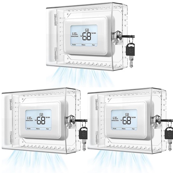 TOPROAD Thermostat Lock Box Cover with Key, 3 PCS Clear