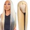 AiPliantfis Straight Human Hair Wig, Blonde Real Hair Wig, Women's