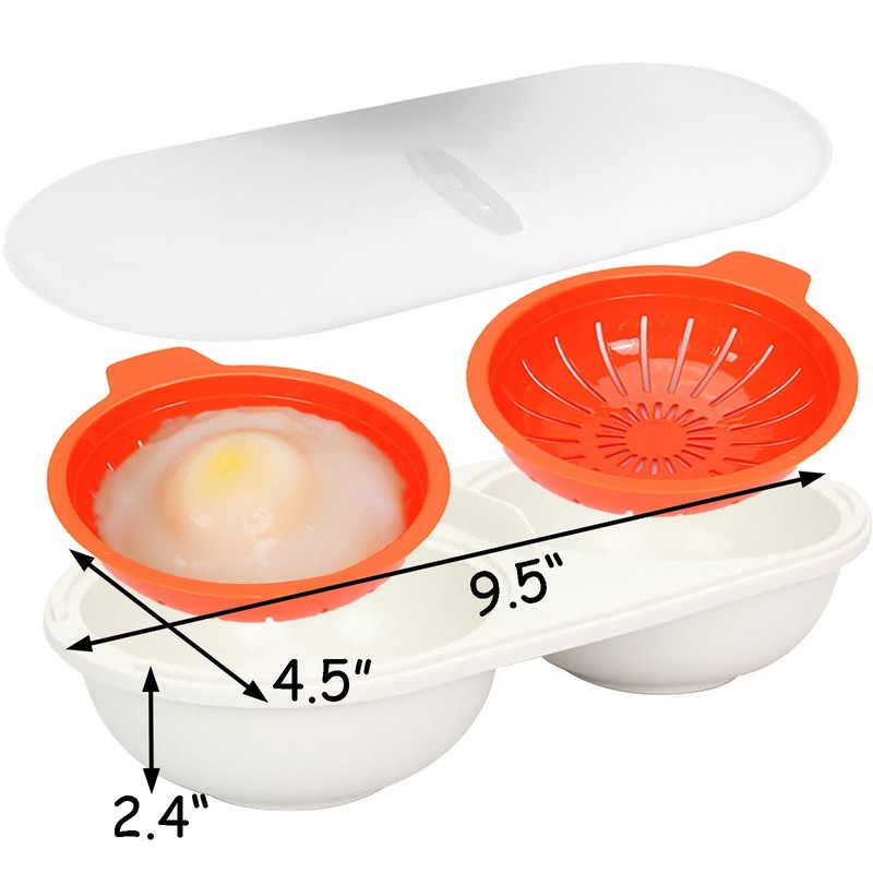 Microwave Egg Poacher, Egg Cooker Microwavable 2 Cavity Eggs Poacher