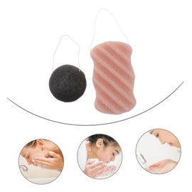 Outanaya 2pcs Konjac Body Sponge Bamboo Charcoal Face Body Scrubber Deep Cleansing Sponge Random Color