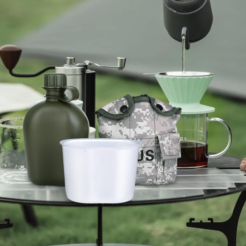 Canteen Kit with Cover, Travel Outdoor Canteen Set, Lightweight Drinking