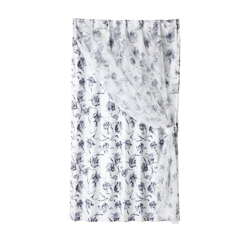 Francfranc Lily Double Curtain Grey H135 x W100 cm (Lace