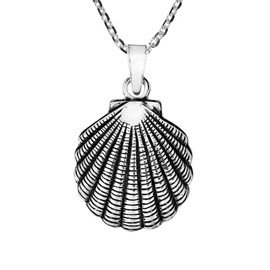 AeraVida Beautiful Beach Scallop Seashell Sterling Silver Pendant Necklace | Tiny Sterling Silver Necklace | Casual Sterling Silver Necklace for Women | Sterling Silver Necklace