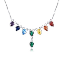 YEESIA 7 Chakra Necklace for Women, 925 Sterling Silver Yoga Chakra Necklace, Healing Balance Necklace, Chakra Gift, Spiritual Jewelry for Women and Mothers, Sterling Silver, Cubic Zirconia