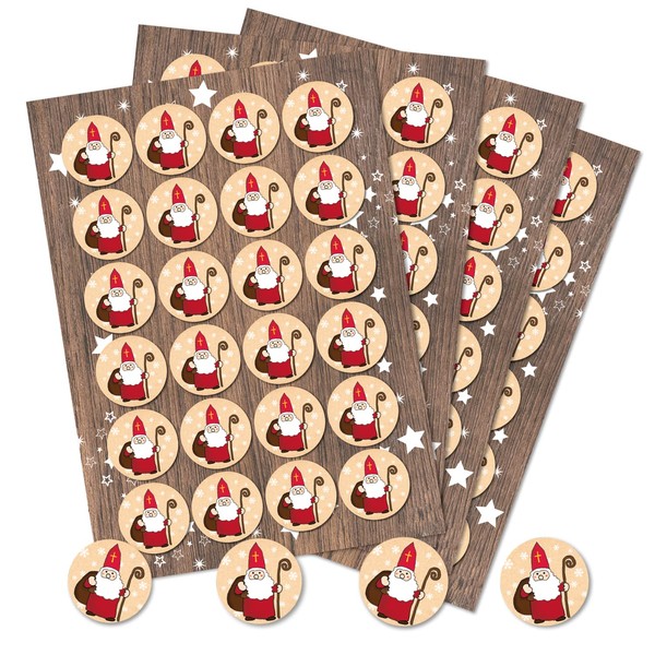 Logbuch-Verlag 96 Small Santa Claus Round Christmas Stickers Round 4