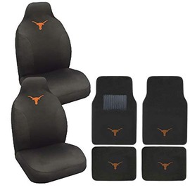 Texas Long Horns Embroidered Logo Carpet Floor Mat and Rally Seat Covers Set