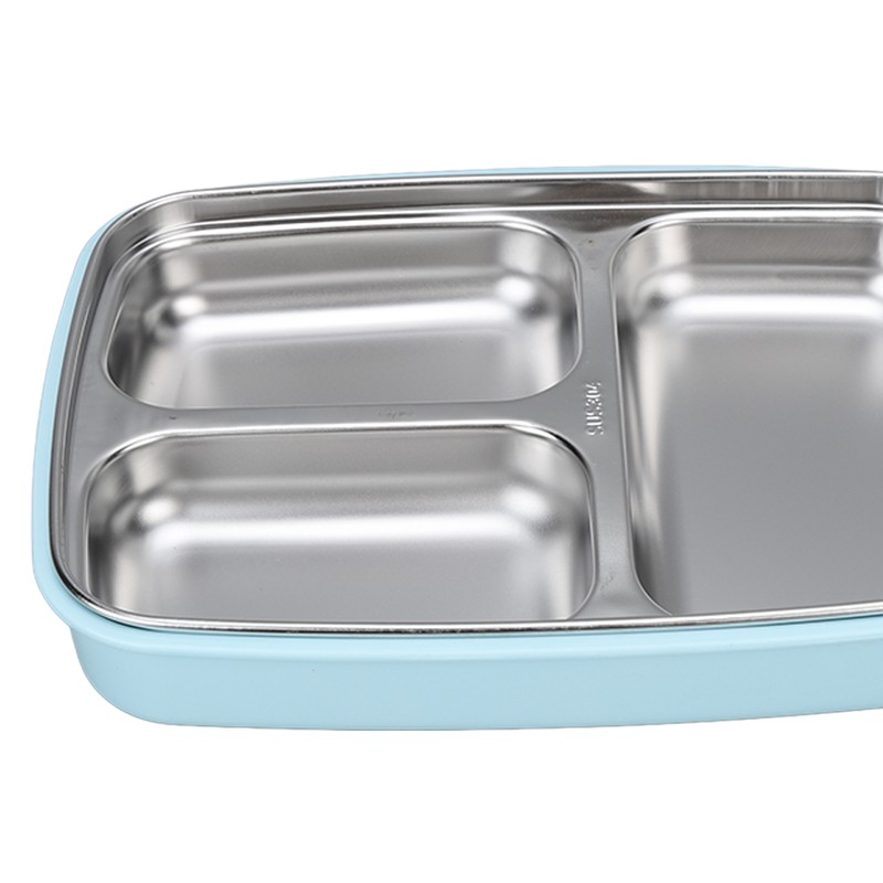 Thermal Insulation Bento Lunch Box 3 Grids Leakproof 304 Stainless