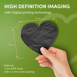 Destination Vinyl ltd Great Coasters (Set of 4) Heart - BW - Crumpled Paper Effect Drink Glossy Coasters/Tabletop Protection for Any Table Type #42082