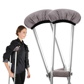 4 Pcs Crutches Padding, Grey Crutch Pads for Armpits and Hand Grips, Comfortable Padding for Crutches, Universal Crutch Pads for Armpits, Washable Pads for Crutches Underarm (2 Armpit+2 Hand Cushion)