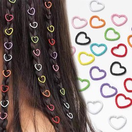Ouliget Colorful Love Shape Braids Ring Clips,African Braid Decorations Circle Hair Jewelry Set,Cute Rings Accessories for Women's Hairstyles Dreadlocks Hair,100 Pieces