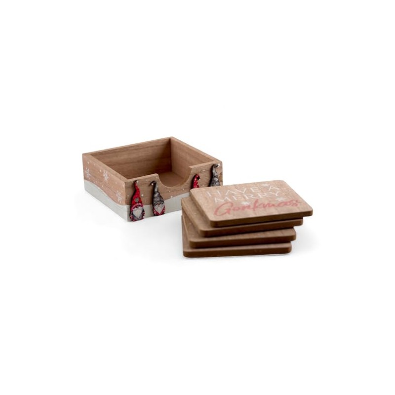 SiL Interiors Have a Merry Gonkmas Wooden Coaster Set -