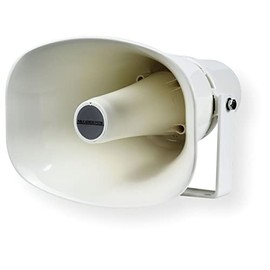 CMX Audio HSK-15T Outdoor Horn Speaker; ABS Enclosure; Stainless Steel Metal Bracket; Rated Power Output 15W at 100V; Weatherproof; 400-8KHz Frequency Response; IP66; 105dB