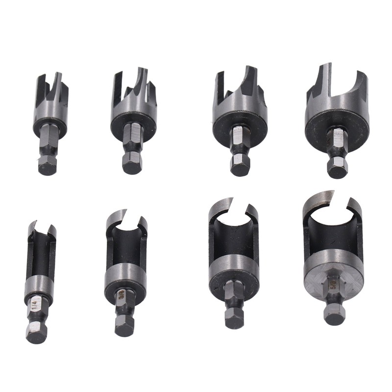 8PCS Set Wood Plug Cutter Drill Bit Hex Shank 4PCS