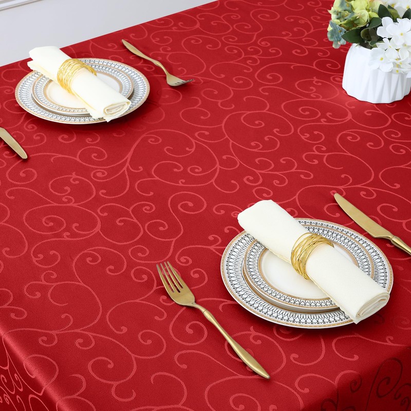 smiry Washable Tablecloth, Ornaments, Rectangular, 140 x 100 cm, Damask
