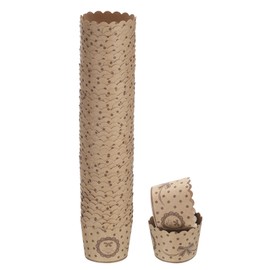 HARFINGTON 50Pcs Paper Baking Cups Small Brown Kraft Paper Muffins Liner Cupcake Greaseproof Disposable Bulk Wrappers for Wedding Birthday Graduation, Polka Dot