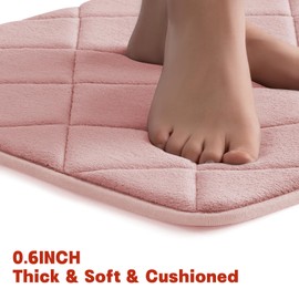 YIHOUSE Bathroom Rug Sets 3 Piece, Ultra Soft Memory Foam Bath Mat Non Slip, Machine Wash Bathroom Mat Set Water Absorbent for Bathroom, Toilet (Pink)