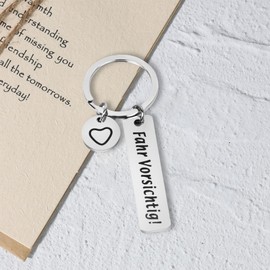 ORUZA Key Fob Drive Careful, Car Key Fob, Metal Key Fob, Lucky Charm for Father, Husband, Boyfriend, Girlfriend, Mum,, silver