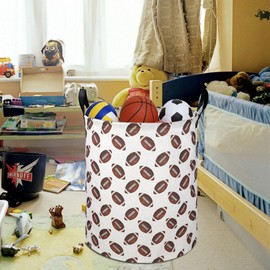 HKEC 19.7" Football Laundry Basket,Kids Dirty Clothes Laundry Hamper,Waterproof Toys Storage Bin for Boys,Room Decor, Gift Baskets, Baby Nursery Hamper(Rugby)