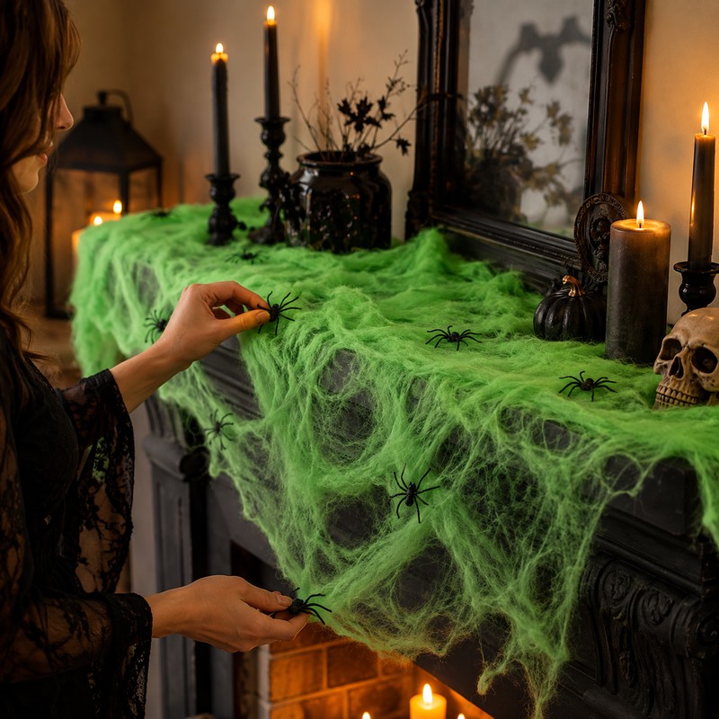 Halloween Spider Web Decoration for Haunted House – 100g Stretchy