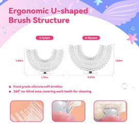 10 Pcs U Shaped Toothbrush Kids Replacement Head Set, Including 5 U Shaped Brush Heads 5 Bristle Brush Heads and 1 Storage Box (Age 2-6)