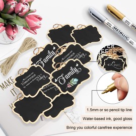 24 Pack Chalkboard Tags with String, 2.36x3.35 Inch Mini Wood Chalkboards Signs with Gold and Silver Markers, Giyipripi Hanging Chalkboard Labels Massage Board Signs, Price Tags