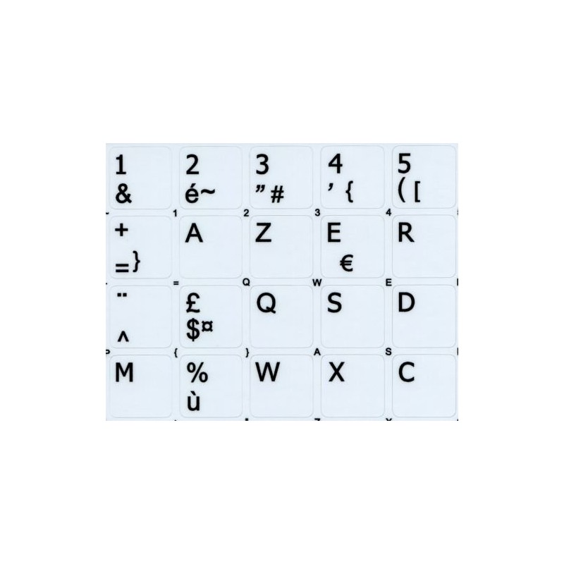 4Keyboard French AZERTY Keyboard Decals White Background (14x14) for Desktop,