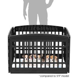IRIS USA 24" 4-Panel Puppy Playpen, 35 x 35 x 24, Dog Playpen, Dog Play Pen Indoors, Pet Fence, Puppies/Small Dogs, Black