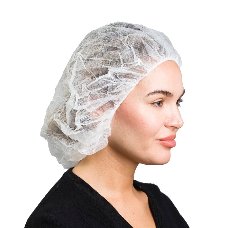 SAFEKO Unisex Polypropylene Bouffant Caps, 100 Count [WHITE | 21"]