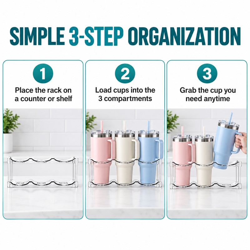 Stackable Water Bottle Organizer Rack, 2 Tier Clear Plastic Holder