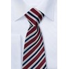 (リトリーズ) RETREEZ プレッピーストライプ柄 マイクロファイバー 織り生地 メンズ タイ ネクタイ - マルーンレッド&ネイビーブルー