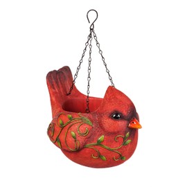 New Creative Adorable Hanging Portly Bird Red Cardinal Polystone Planter 10 x 6 x 7.6 inches