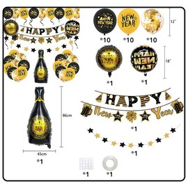 New Year's Balloons, 2026, Happy New Year's Eve, New Year's Eve, Aluminum Balloons, Garland, Banner, Celebration, New Year's Party, Photo Tool, Store Decoration, Stylish