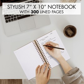ZICOTO Aesthetic Thick Spiral Notebook Journal For Women in B5 Format - Modern Linen Hardcover Wide Ruled Note Book With 300 Lined Pages - Perfect For Writing And Staying Organized at Work or School