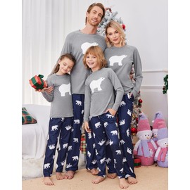 Ekouaer Christmas Pajamas Set Family Matching Sleepwear Cotton Kids PJs Pants Set