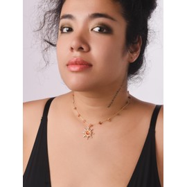 Sacina Boho Hippie Sun Choker, Natural Carnelian Crystal Necklace, Boho Hippie Necklace, Christmas Jewelry Gift For Women